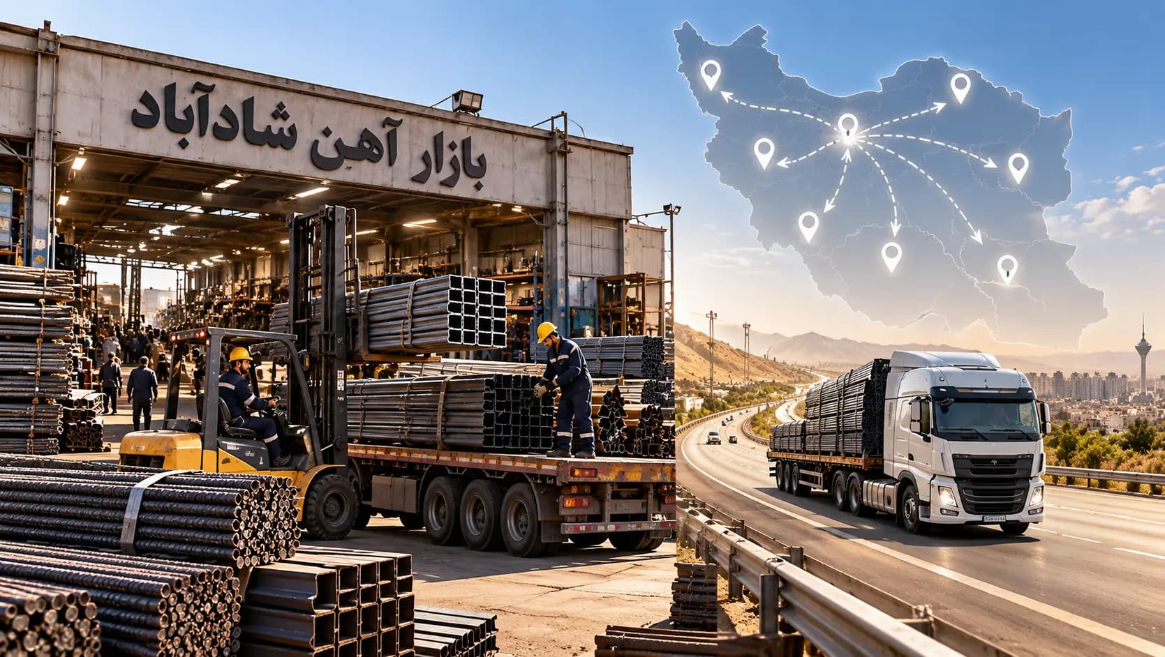 تأمین و ارسال انواع آهن‌آلات از بازار آهن شادآباد تهران به سراسر کشور